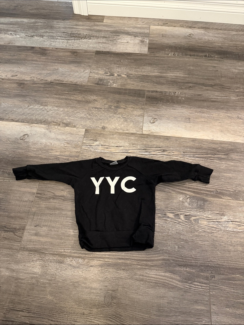 Posh & Cozy Kids Black 'YYC' Crewneck Sweatshirt